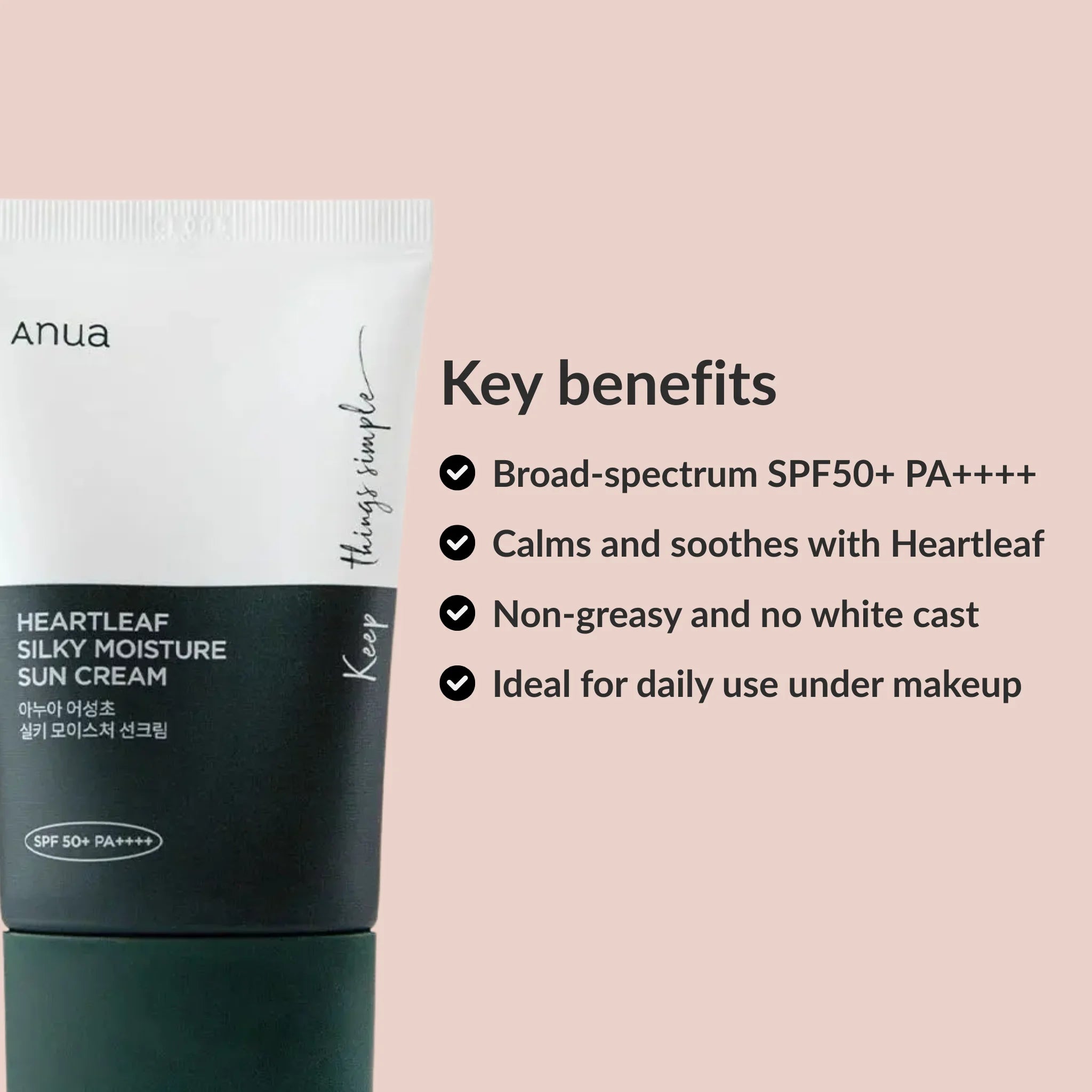 Benefits Anua Heartleaf Silky Moisture Sunscreen SPF50+