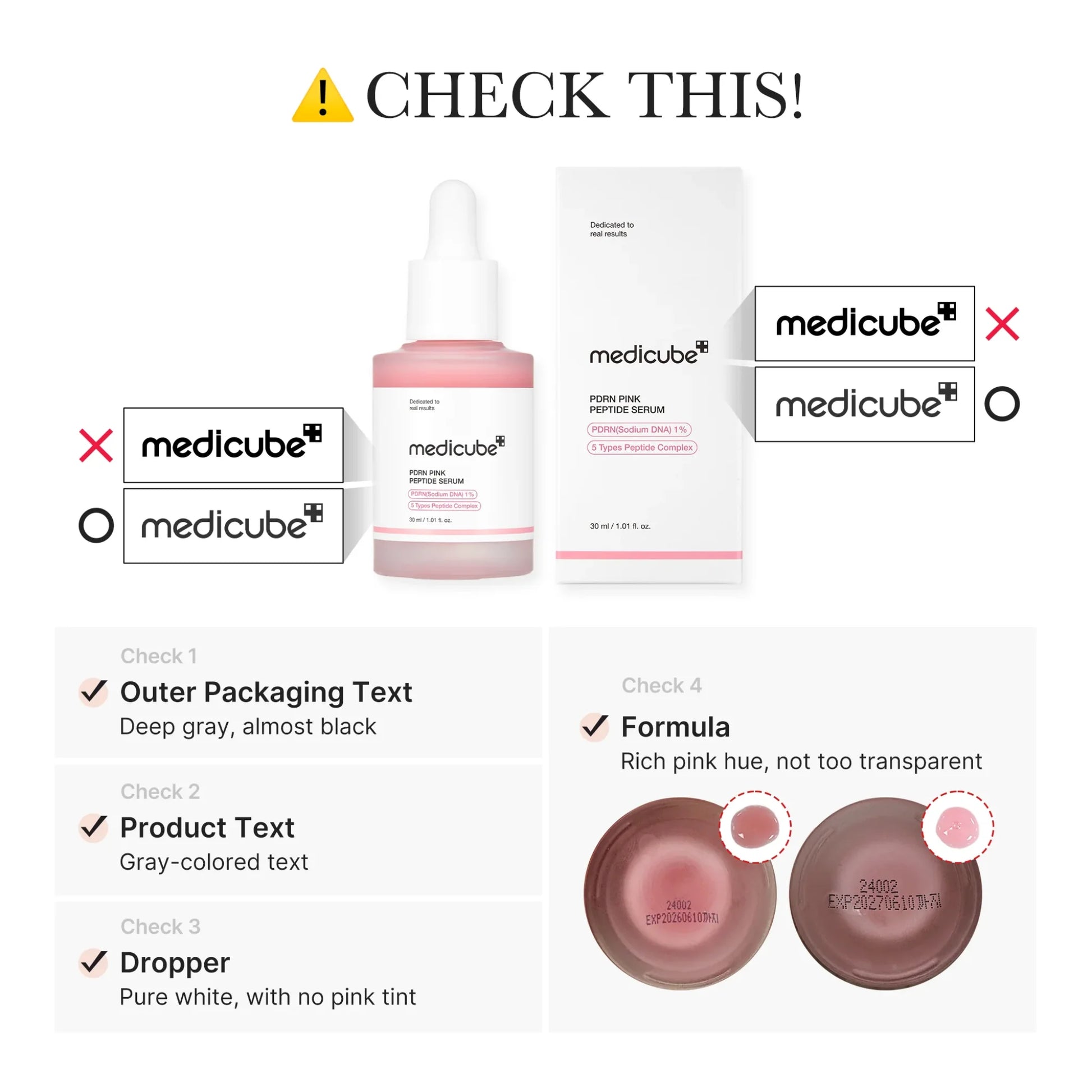 Medicube Rose PDRN Pink Peptide Serum beware of fakes